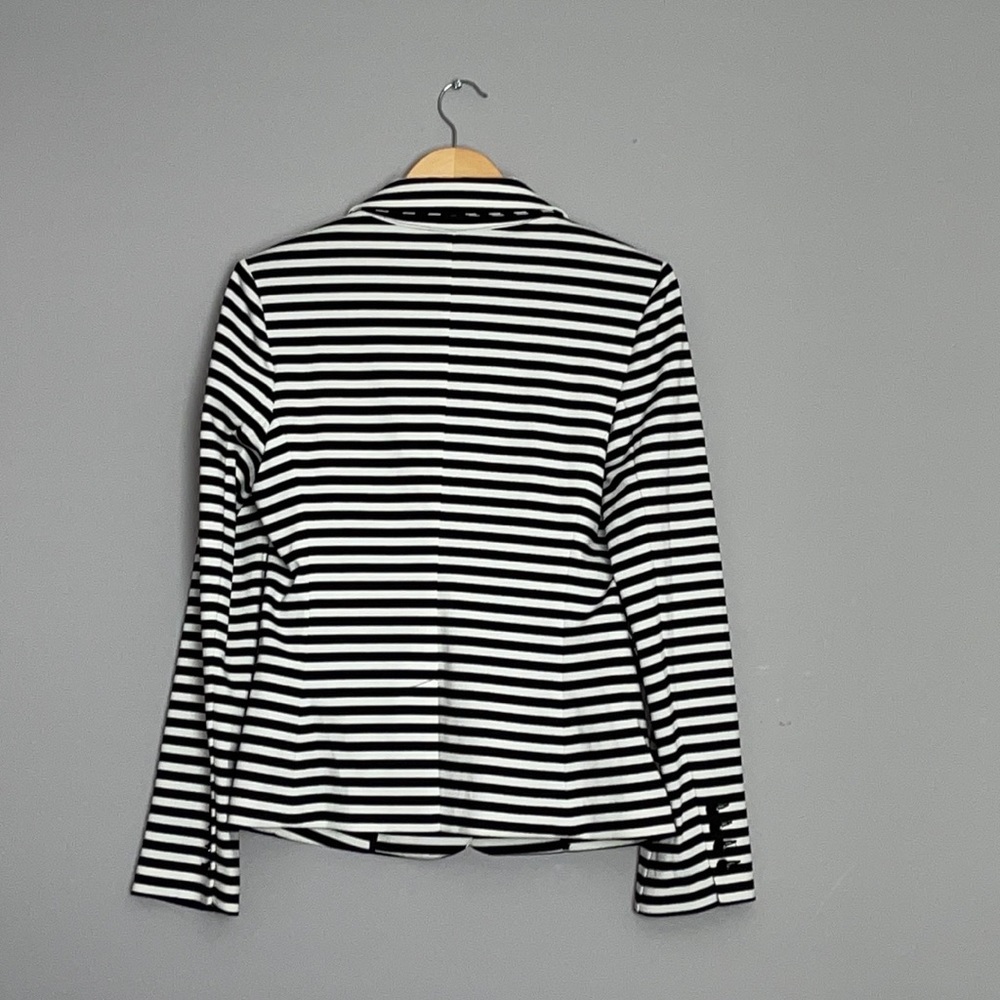 Blk/Wht Striped Cotton Blazer - Picture 2 of 5
